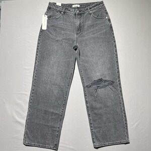 ROLLA'S Kate Baggy 90s Gray Jean High Rise Relaxed‎ Straight Rigid Sz 31 NWT